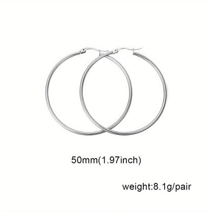 1 Pair Basic Minimalist Commute Round 304 Stainless Steel 18K Gold Plated Earrings