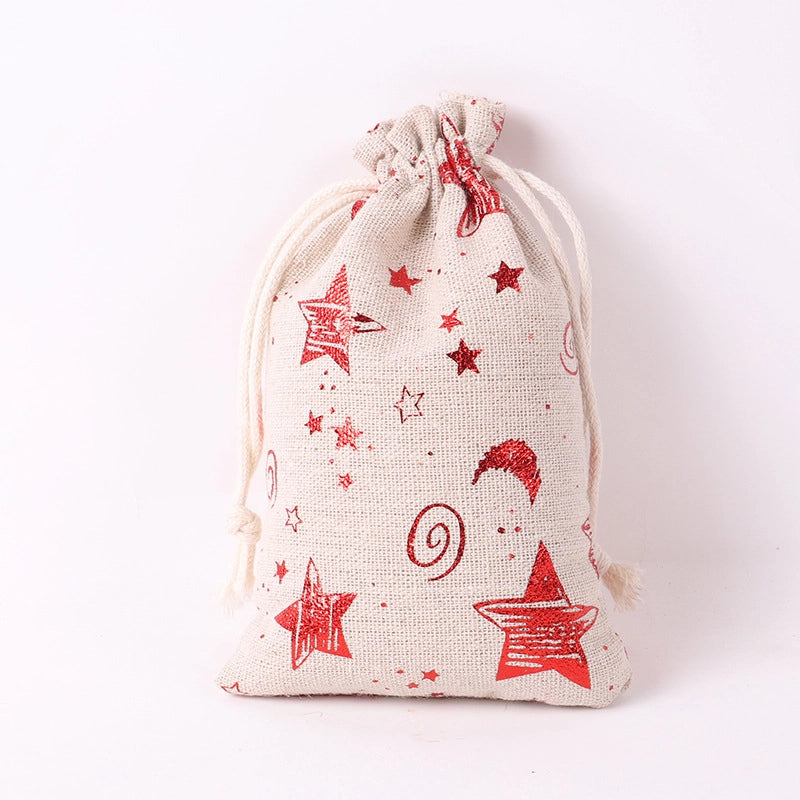 Christmas Apple Bag 24 Bronzing Linen Advent Calendar Gift Hanging Bag Christmas Apple Packaging Bag
