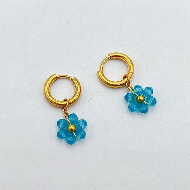 1 Pair Pastoral Flower Inlay 304 Stainless Steel Plastic Stainless Steel Earrings