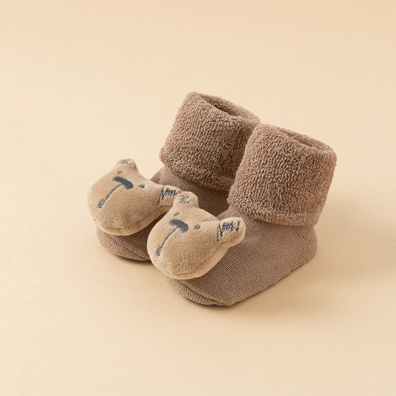 New Newborn Baby Socks Autumn And Winter A Cotton Red Terry Fleece-lined Thickened Non-slip Baby Christmas Floor Socks 1