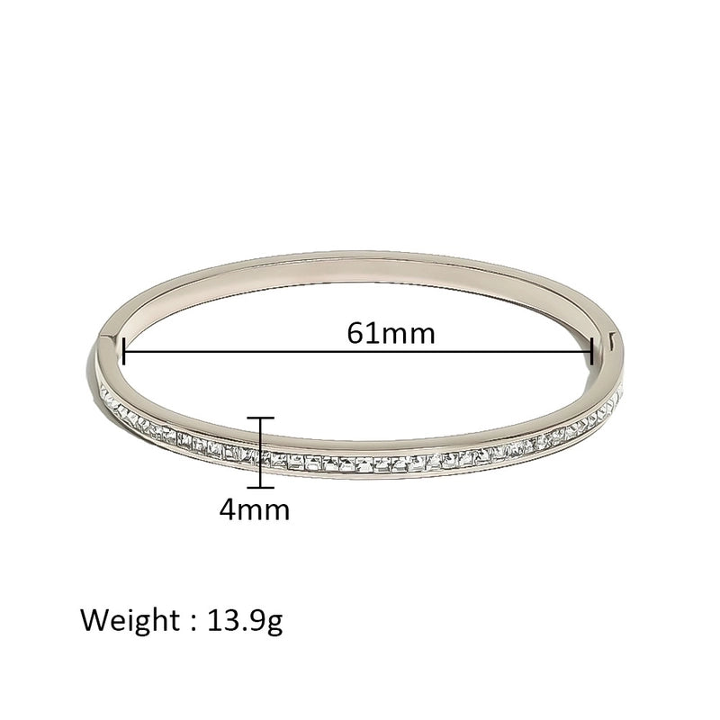 Minimalist Shiny Solid Color 316L Stainless Steel 18K Gold Plated Zircon Bangle In Bulk