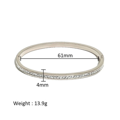 Minimalist Shiny Solid Color 316L Stainless Steel 18K Gold Plated Zircon Bangle In Bulk
