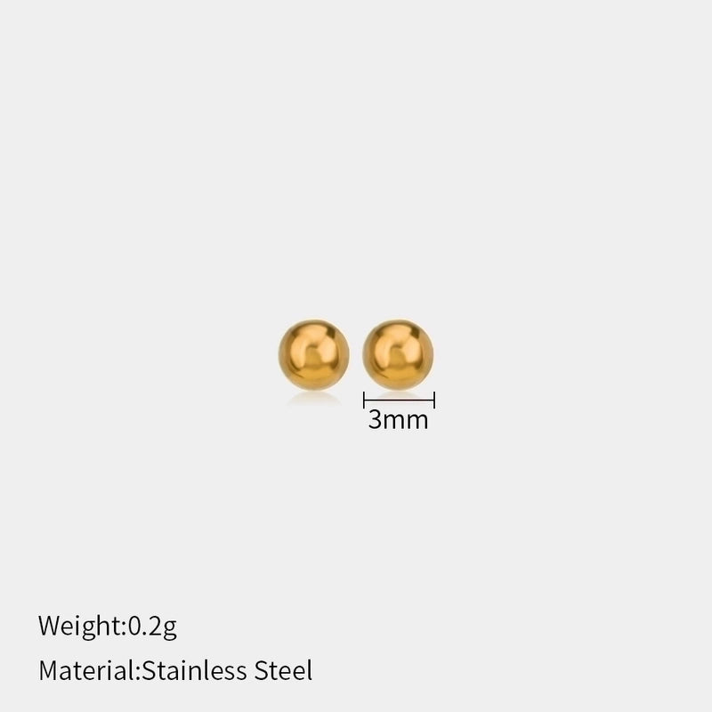 1 Pair Minimalist Ball Solid Color Plating 304 Stainless Steel Stainless Steel Earrings