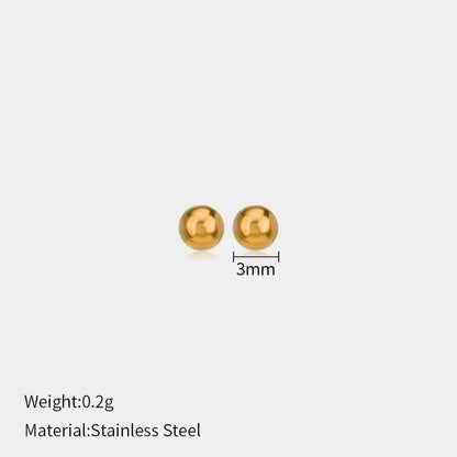 1 Pair Minimalist Ball Solid Color Plating 304 Stainless Steel Stainless Steel Earrings