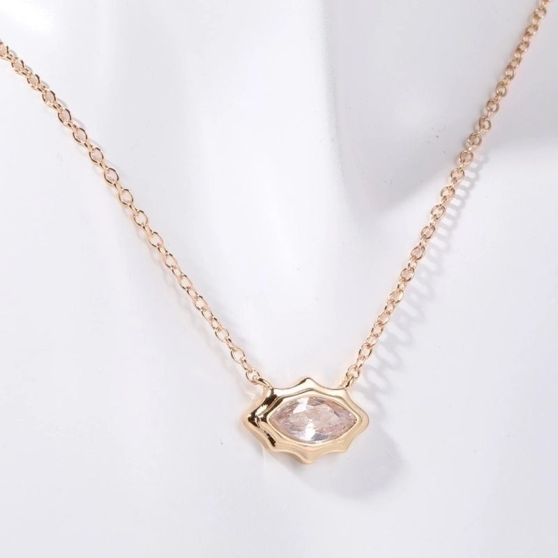 Copper Casual Minimalist Commute Oval Plating Inlay Zircon Pendant Necklace