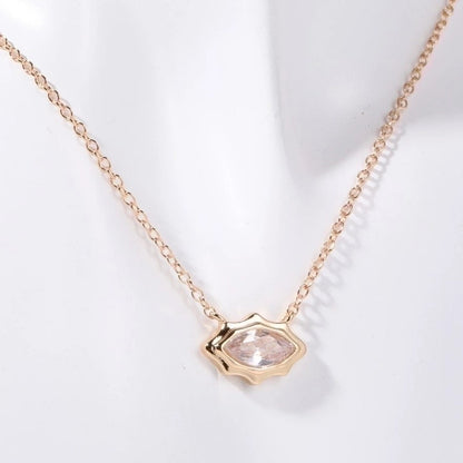 Copper Casual Minimalist Commute Oval Plating Inlay Zircon Pendant Necklace