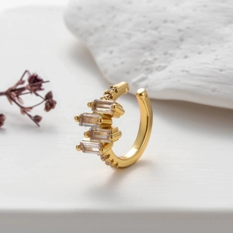 1 Piece Ear Cartilage Rings & Studs Cool Style Shiny Geometric Copper Plating Inlay Zircon