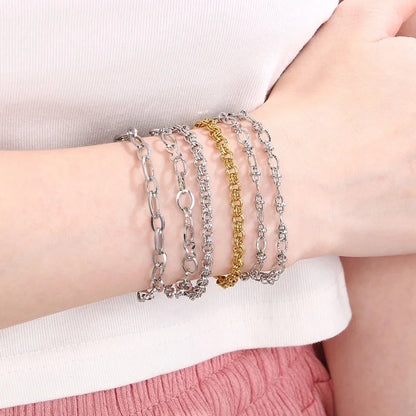 Minimalist Geometric 304 Stainless Steel 18K Gold Plated Bracelets In Bulk