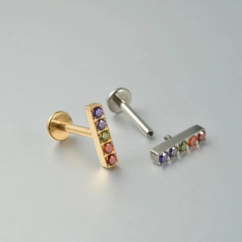 1 Piece Lip Rings Casual Vacation Tropical Cross G23 Titanium Alloy Plating Zircon 18K Gold Plated Lip Rings Ear Cartilage Rings & Studs