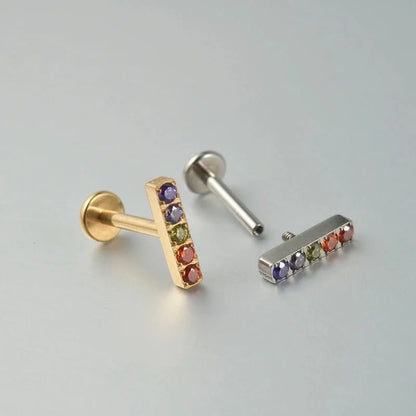 1 Piece Lip Rings Casual Vacation Tropical Cross G23 Titanium Alloy Plating Zircon 18K Gold Plated Lip Rings Ear Cartilage Rings & Studs