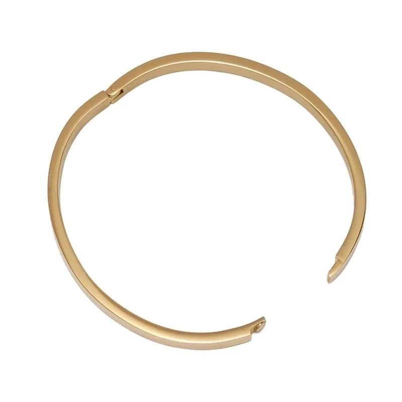 Minimalist Solid Color Stainless Steel Gold Plated Bangle In Bulk