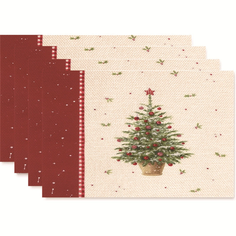 Christmas Nordic Style Christmas Tree Bow Knot Snowflake Linen Cotton And Linen Placemat