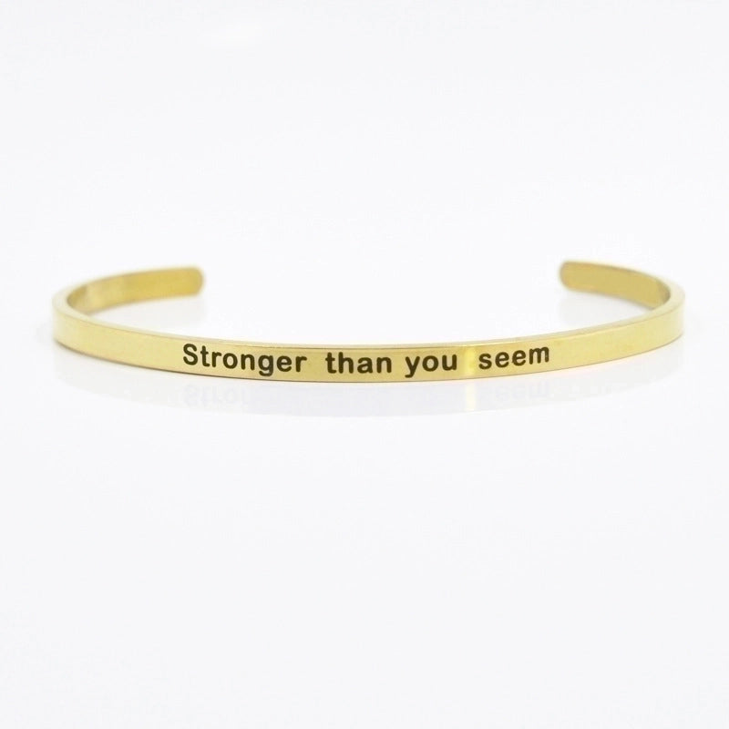 Minimalist Letter Stainless Steel Bangle