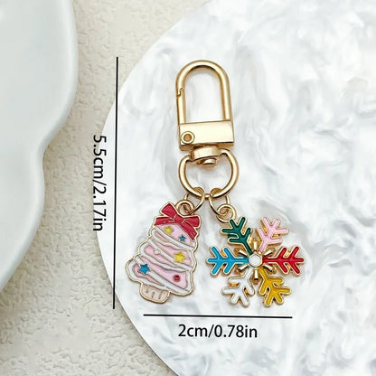 Cute Christmas Tree Santa Claus Elk Alloy Enamel Christmas Bag Pendant Keychain