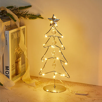 Christmas Electroplated Iron Tree Led Lighted Crystal Christmas Tree Desktop Decoration Christmas Eve Party Supplies