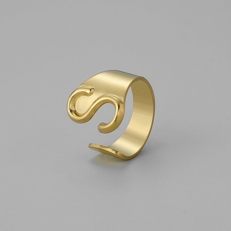 Ins Style Letter Titanium Steel Plating Open Ring