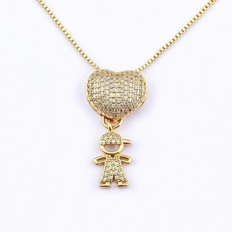 2 Pieces Exaggerated Novelty Modern Style Human Copper Plating Inlay 18K Gold Plated Zircon Pendant Necklace