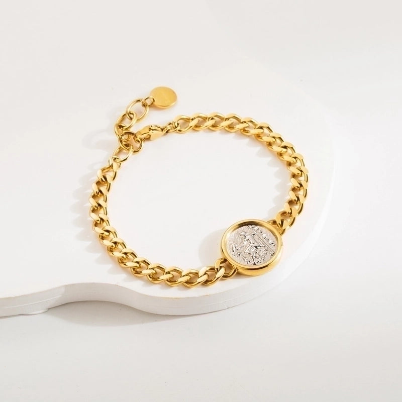 3 Pieces Elegant Vintage Style Heart Shape Lock 304 Stainless Steel Baroque Pearls 18K Gold Plated Bracelets In Bulk