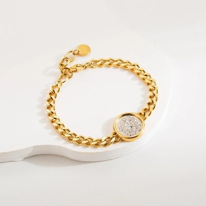 3 Pieces Elegant Vintage Style Heart Shape Lock 304 Stainless Steel Baroque Pearls 18K Gold Plated Bracelets In Bulk