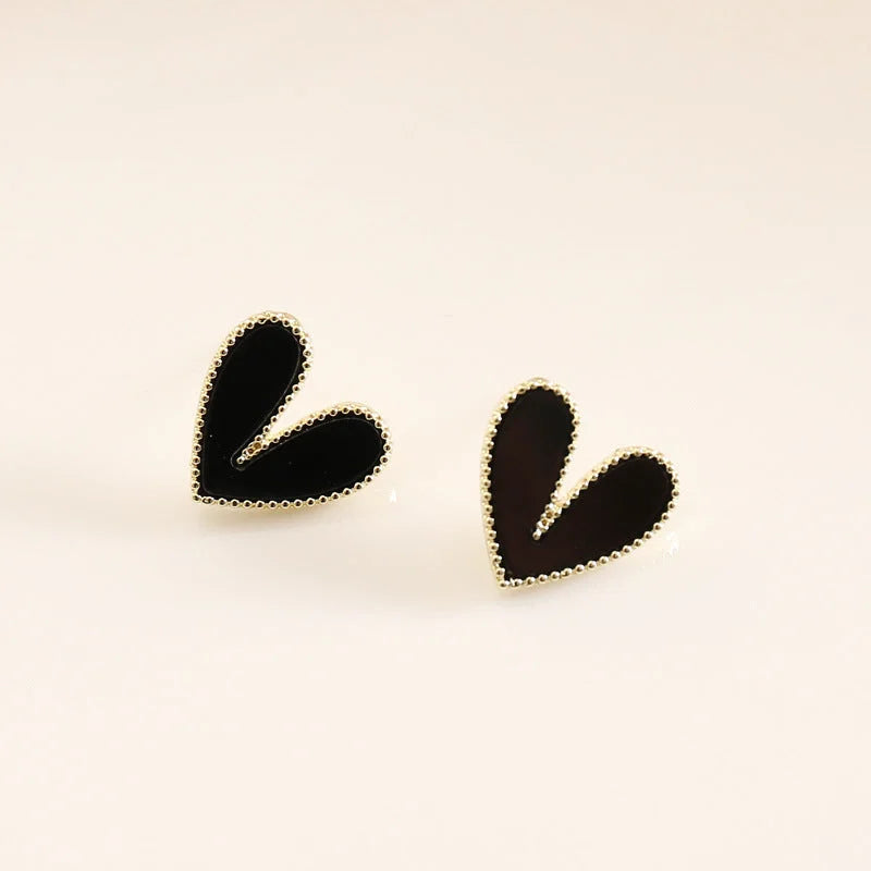 2 Pieces Women Heart Alloy Electroplating Stud Earrings