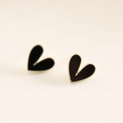 2 Pieces Women Heart Alloy Electroplating Stud Earrings