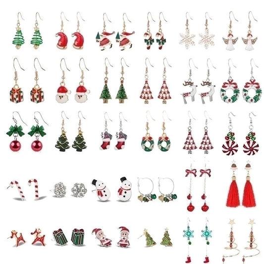 5 Pairs Fashion Santa Claus Christmas Socks Bell Epoxy Alloy Earrings