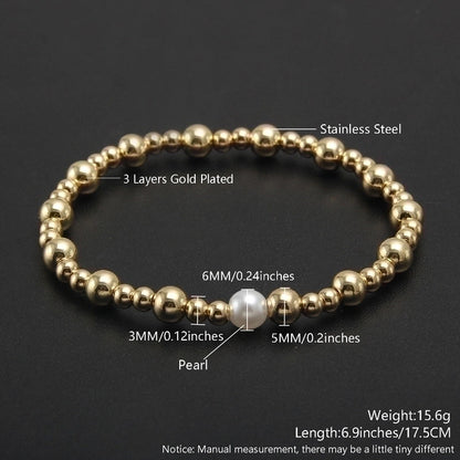 Minimalist Geometric Color Block Stainless Steel Artificial Pearl Plating 18k Gold Plated Bracelets