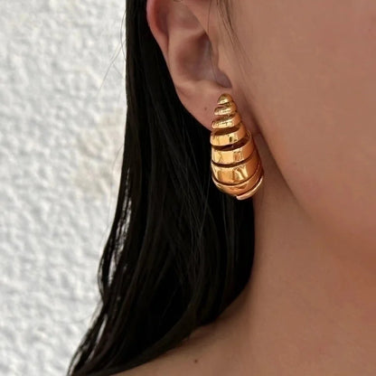 1 Pair IG Style Minimalist C Shape Water Droplets Stainless Steel 18K Gold Plated Ear Studs