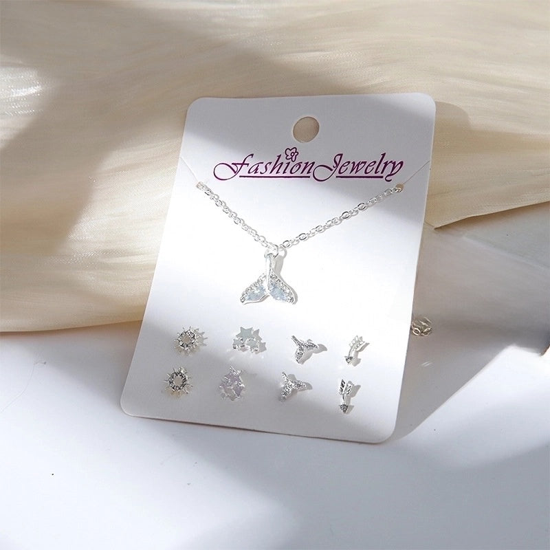 New Crystal Christmas Clavicle Chain Alloy Short Necklace Earring Set