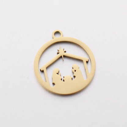 5 PCS/Package 13*16mm 14*19mm 304 Stainless Steel Christmas Tree Snowman Snowflake Pendant Jewelry Accessories