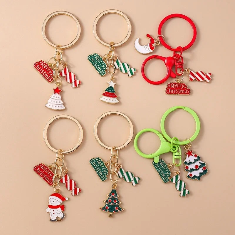 Cute Commute Christmas Tree Snowman Alloy Christmas Keychain