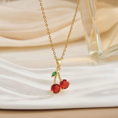 Minimalist Cherry Titanium Steel Plating Pendant Necklace