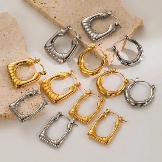 1 Pair Ig Style Minimalist Geometric Solid Color Plating Stainless Steel 18k Gold Plated Earrings