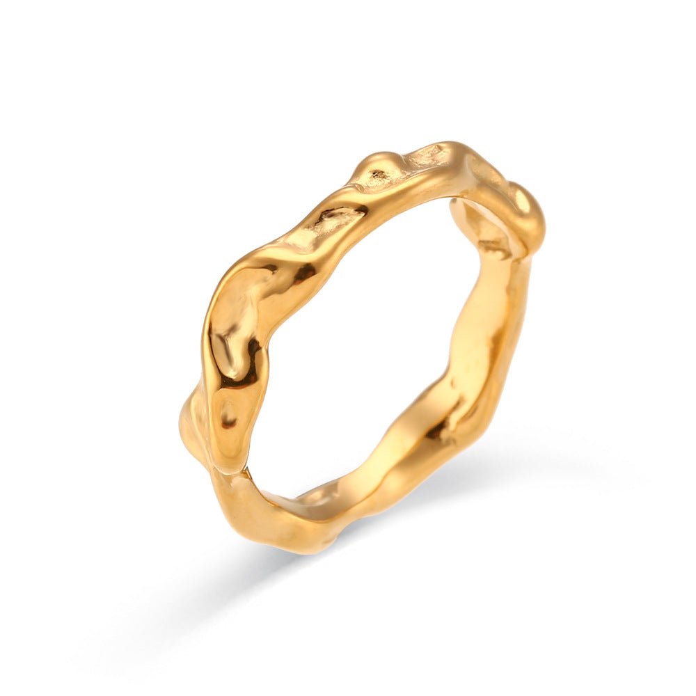 Minimalist Fashion Irregular Geometric Stainless Steel 18K Gold Plated Rings