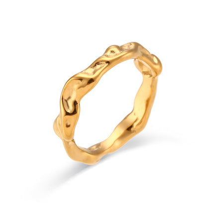 Minimalist Fashion Irregular Geometric Stainless Steel 18K Gold Plated Rings