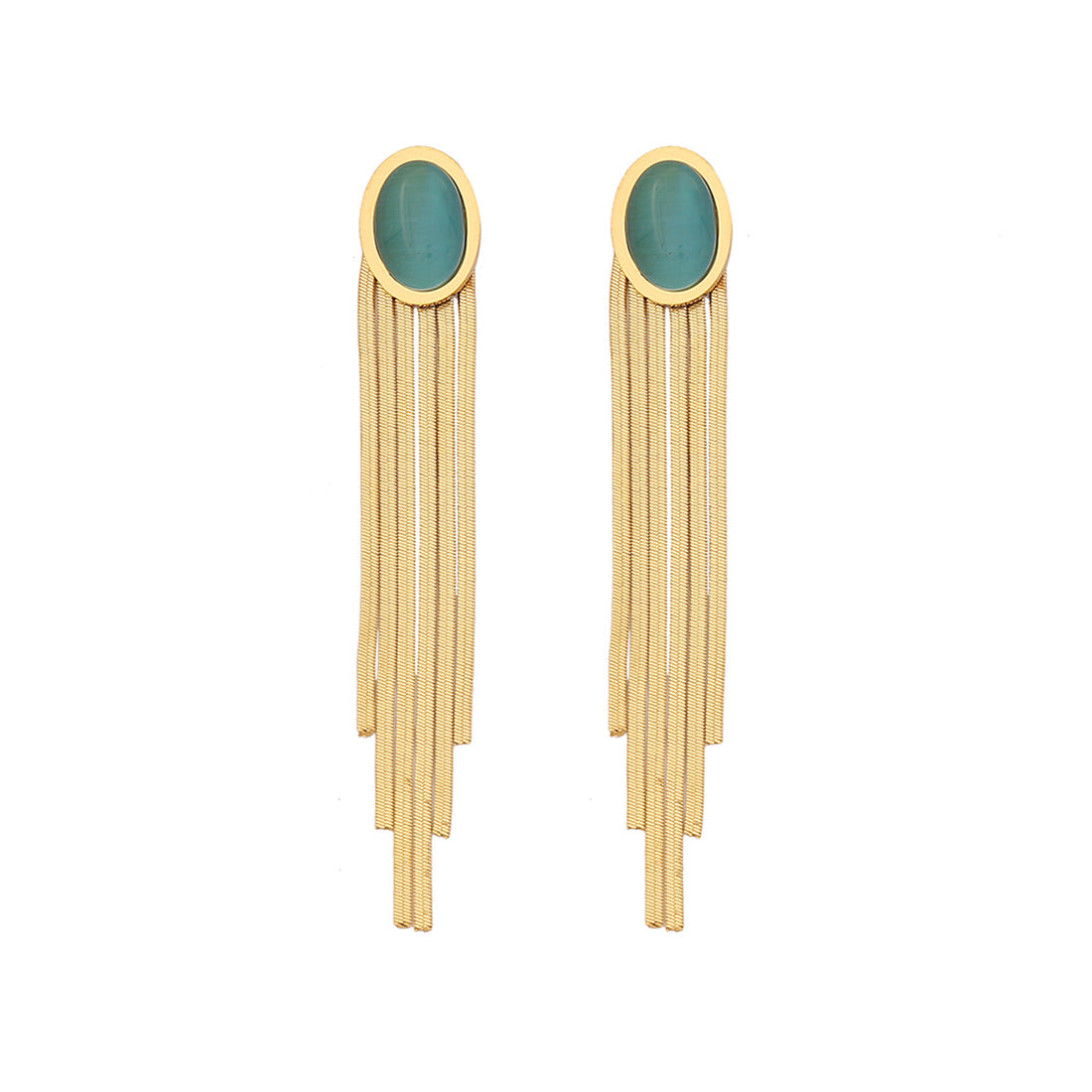 Fashion Ellipse Quadrilateral Geometric Stainless Steel Electroplating Stud Earrings