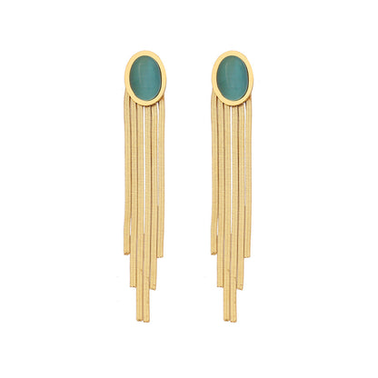 Fashion Ellipse Quadrilateral Geometric Stainless Steel Electroplating Stud Earrings