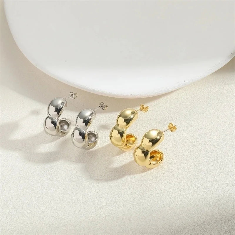 1 Pair Minimalist Bamboo Joint Copper Copper 14K Gold Plated Hoop Earrings