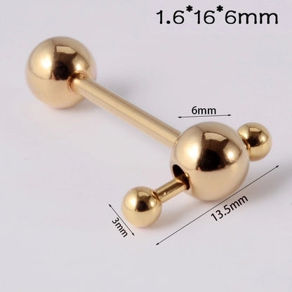 1 Piece Tongue Rings Minimalist Geometric 304 Stainless Steel Plating 18K Gold Plated