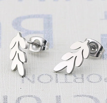 1 Pair Fashion Leaves 304 Stainless Steel 18K Gold Plated Ear Studs