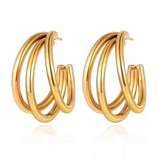1 Pair Fashion C Shape Plating 201 Stainless Steel 18K Gold Plated Ear Studs