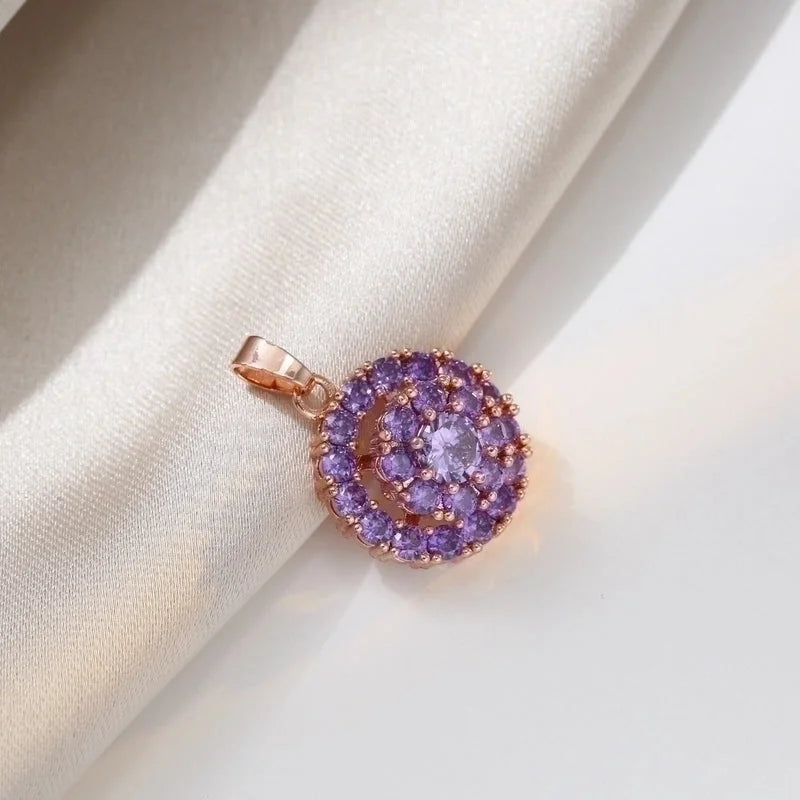 Fashion Round Titanium Steel Inlay Zircon Rings Earrings Necklace