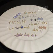 1 Set Minimalist Geometric Enamel Plating Inlay Copper Rhinestones Opal Shell Earrings