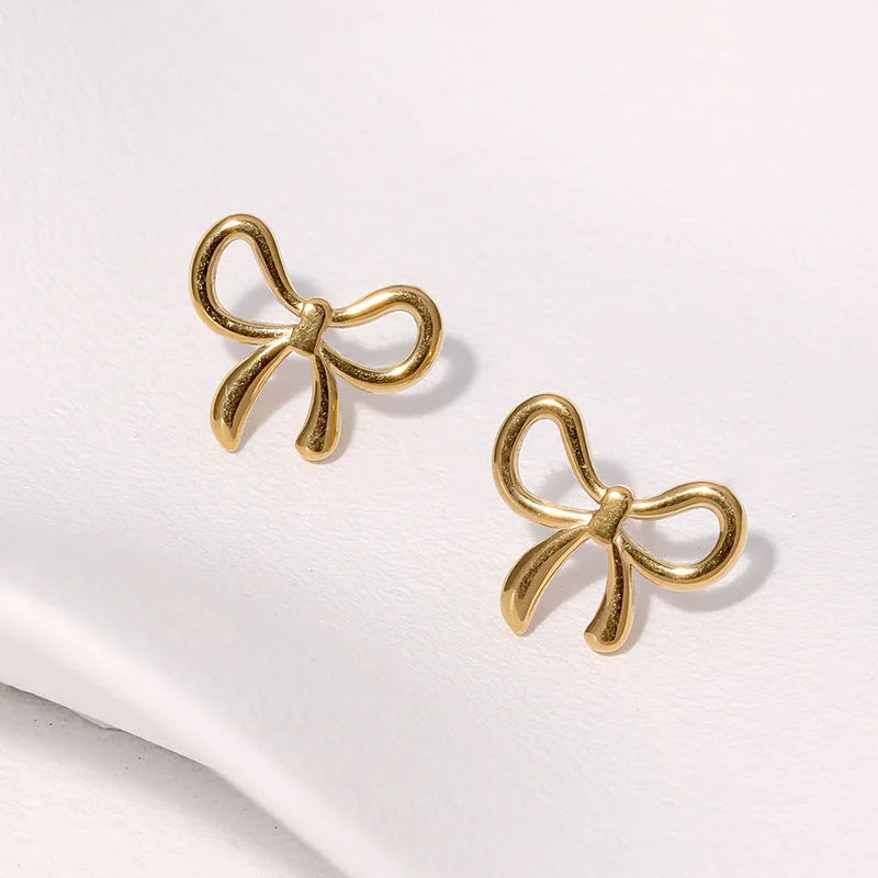 Minimalist Bowknot Bowknot Stainless Steel Electroplating Stud Earrings