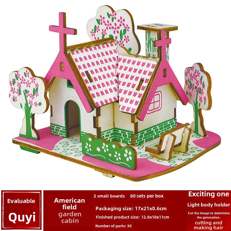 Stall Supply Children's Wooden 3D Puzzle Adult Puzzle Christmas Building Handmade Educational Model Toy