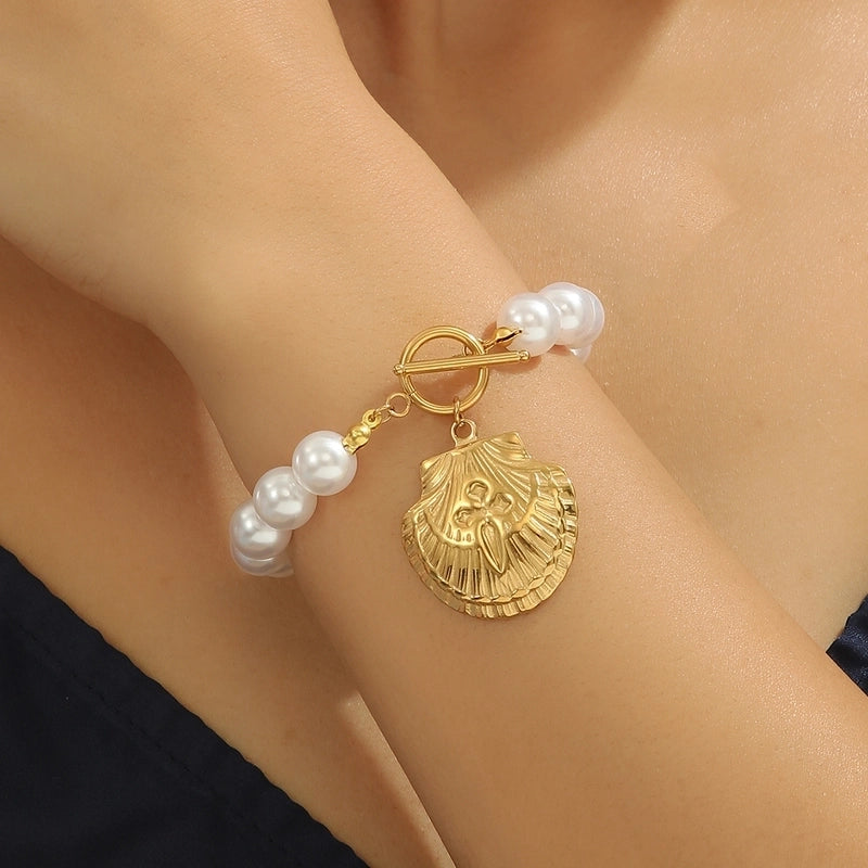 Preppy Style Sexy Minimalist Ocean Heart Shape Bow Knot Titanium Steel 18K Gold Plated Titanium Steel Bracelets In Bulk