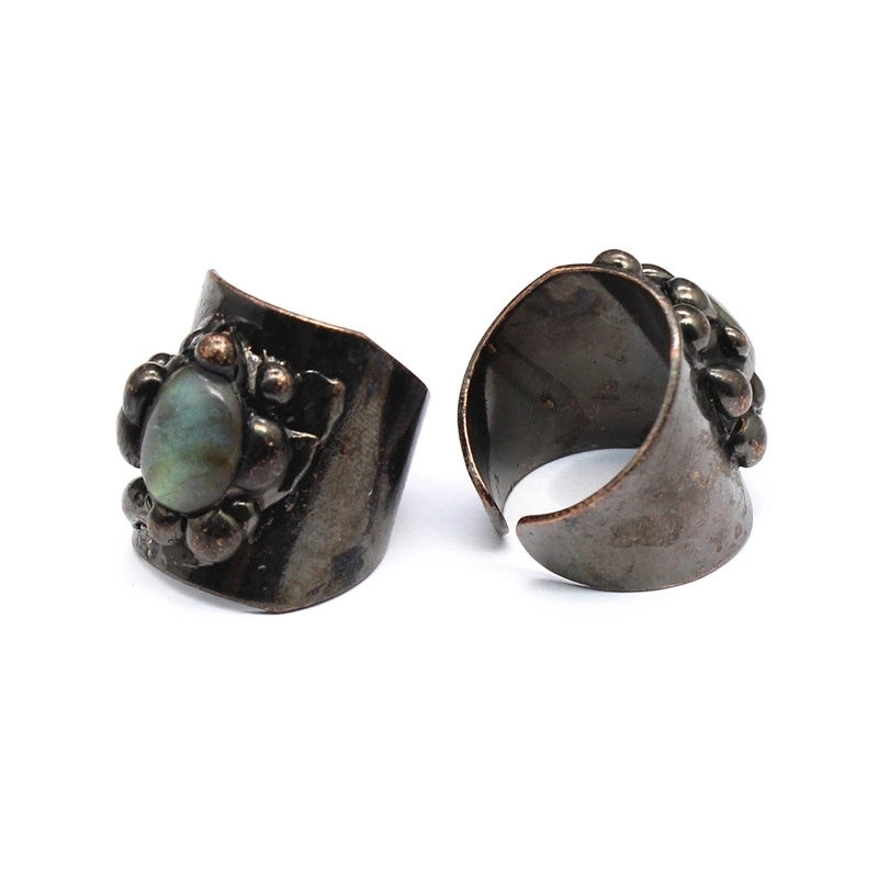 Vintage Style Minimalist Geometric Natural Stone Open Rings In Bulk