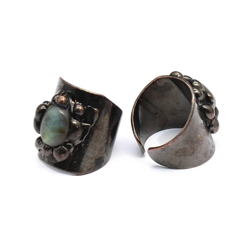 Vintage Style Minimalist Geometric Natural Stone Open Rings In Bulk