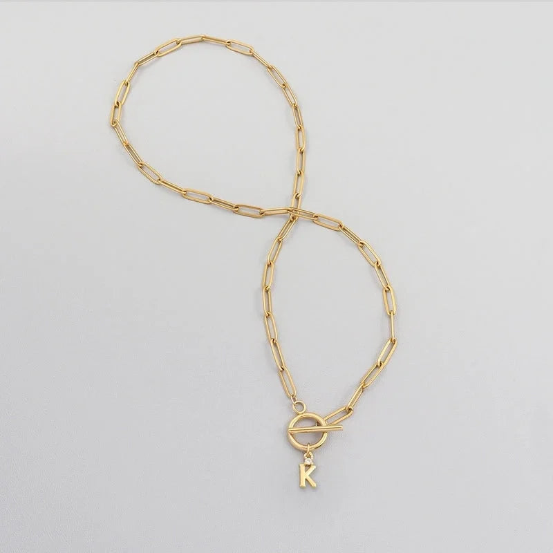 Elegant Minimalist Classic Style Letter 201 Stainless Steel 304 Stainless Steel Artificial Crystal Stainless Steel Necklaces