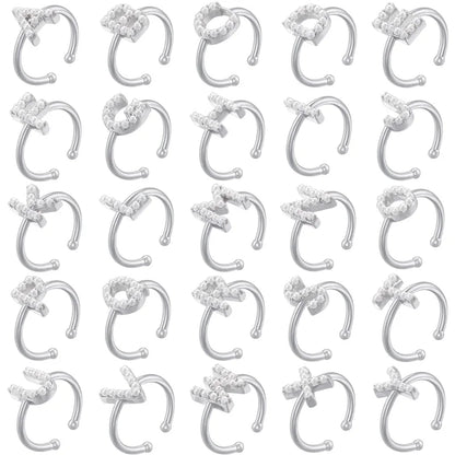 Copper 18K Gold Plated Plating Inlay Letter Artificial Pearls Open Rings